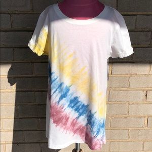 Splash White Tie-Dye Top Size Junior Medium NWT